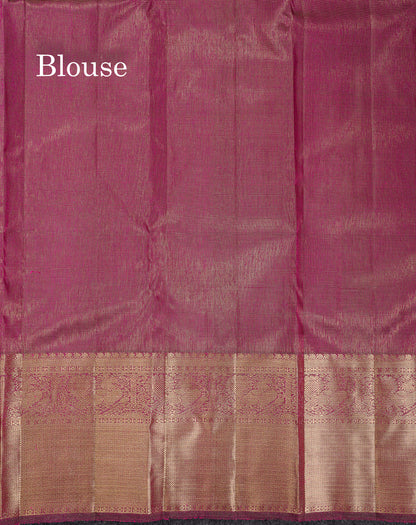 Beautiful Vadamalli Vaira Oosi Lines With Butta Pure Kanjivaram Silk Saree With Traditional Evening Morning Border