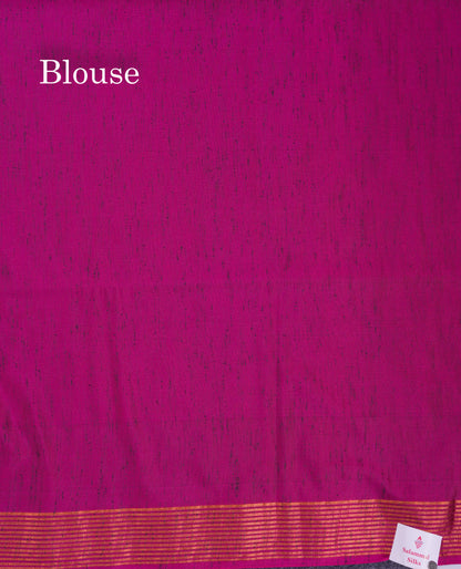 Beautiful Parrot Green Jute Semi Soft Silk Saree With Contrast Dark Purple Temple Border