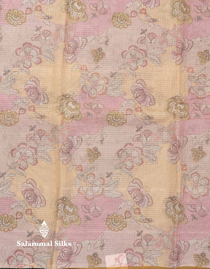 Beautiful Multicolour Kota Cotton Mix Fancy Saree With Contrast Pastel Violet Butta Blouse