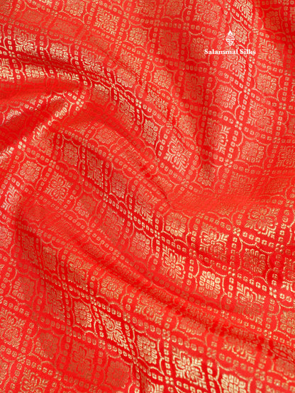 Chilly Red Bridal Pure Kanjivaram Silk Saree With Self Border