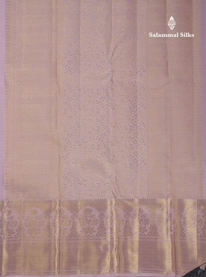 Beautiful Light Chocolate Bridal 2G Pure Kanjivaram Silk Saree With Contrast Light Pink Traditional Evening Morning Border