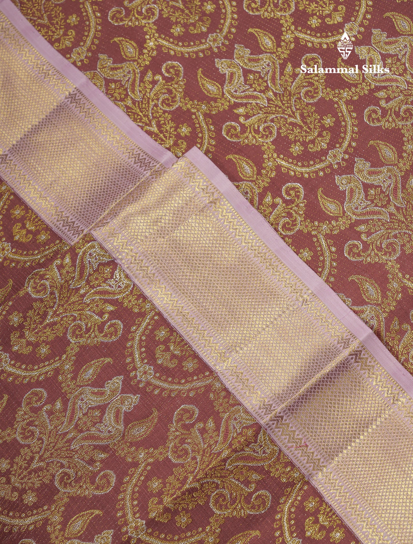 Beautiful Light Chocolate Bridal 2G Pure Kanjivaram Silk Saree With Contrast Light Pink Traditional Evening Morning Border