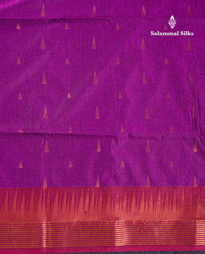 Beautiful Parrot Green Jute Semi Soft Silk Saree With Contrast Dark Purple Temple Border