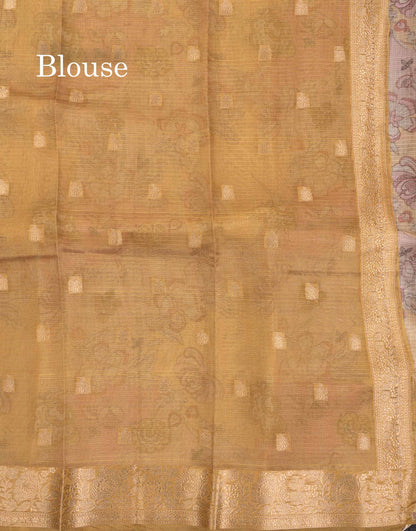 Beautiful Multicolour Kota Cotton Mix Fancy Saree With Contrast Pastel Violet Butta Blouse