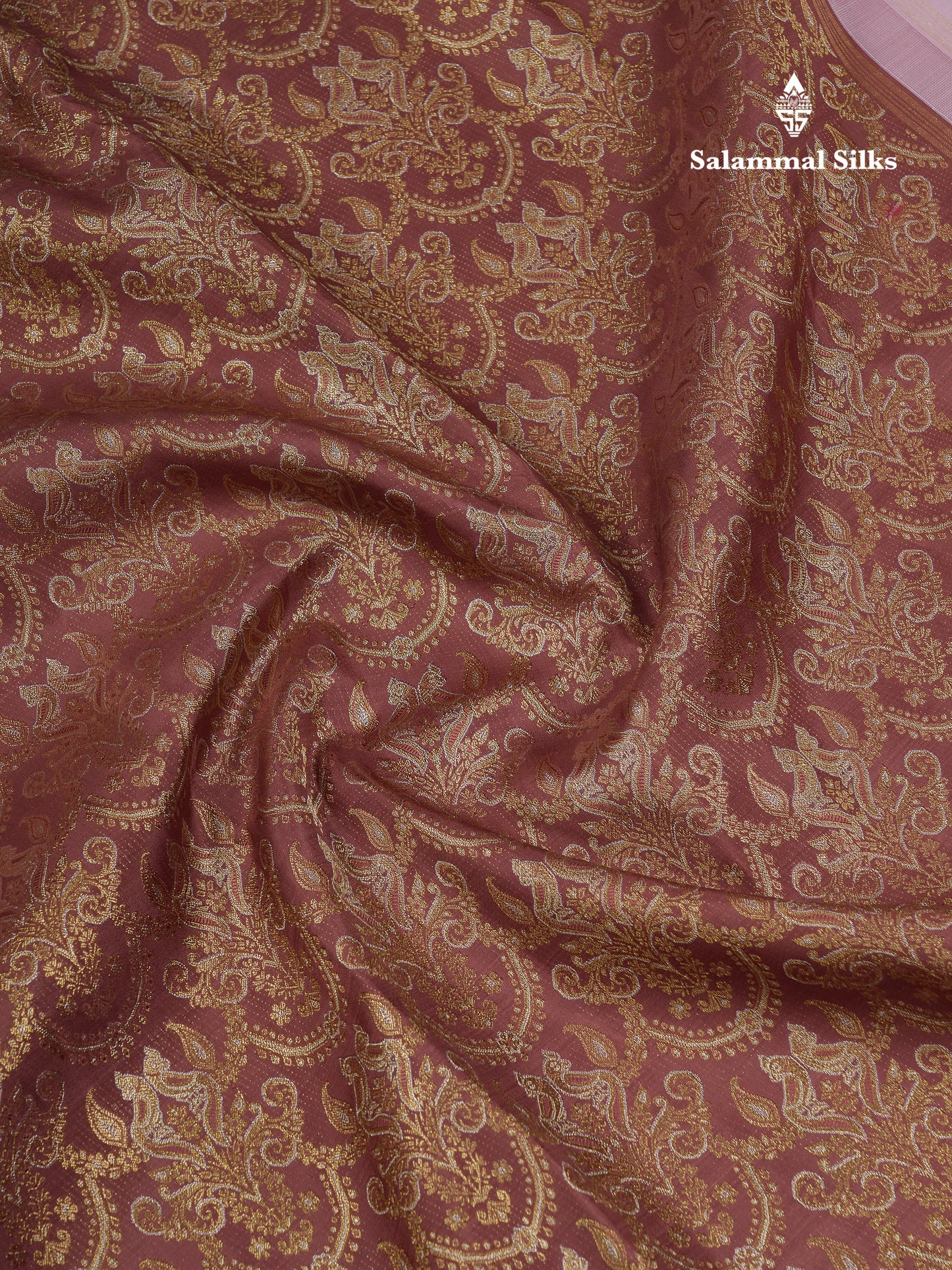 Beautiful Light Chocolate Bridal 2G Pure Kanjivaram Silk Saree With Contrast Light Pink Traditional Evening Morning Border