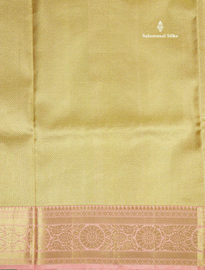 Sandal Tissue Bridal Pure Kanjivaram Silk Saree With Contrast Peach Border