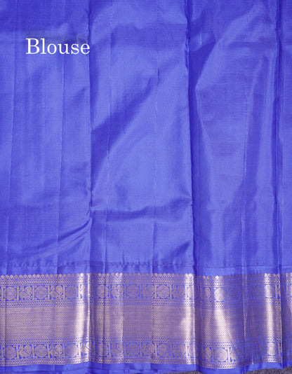 Pink Pure Kanjivaram Silk Saree With Contrast Royal Blue Traditional Border