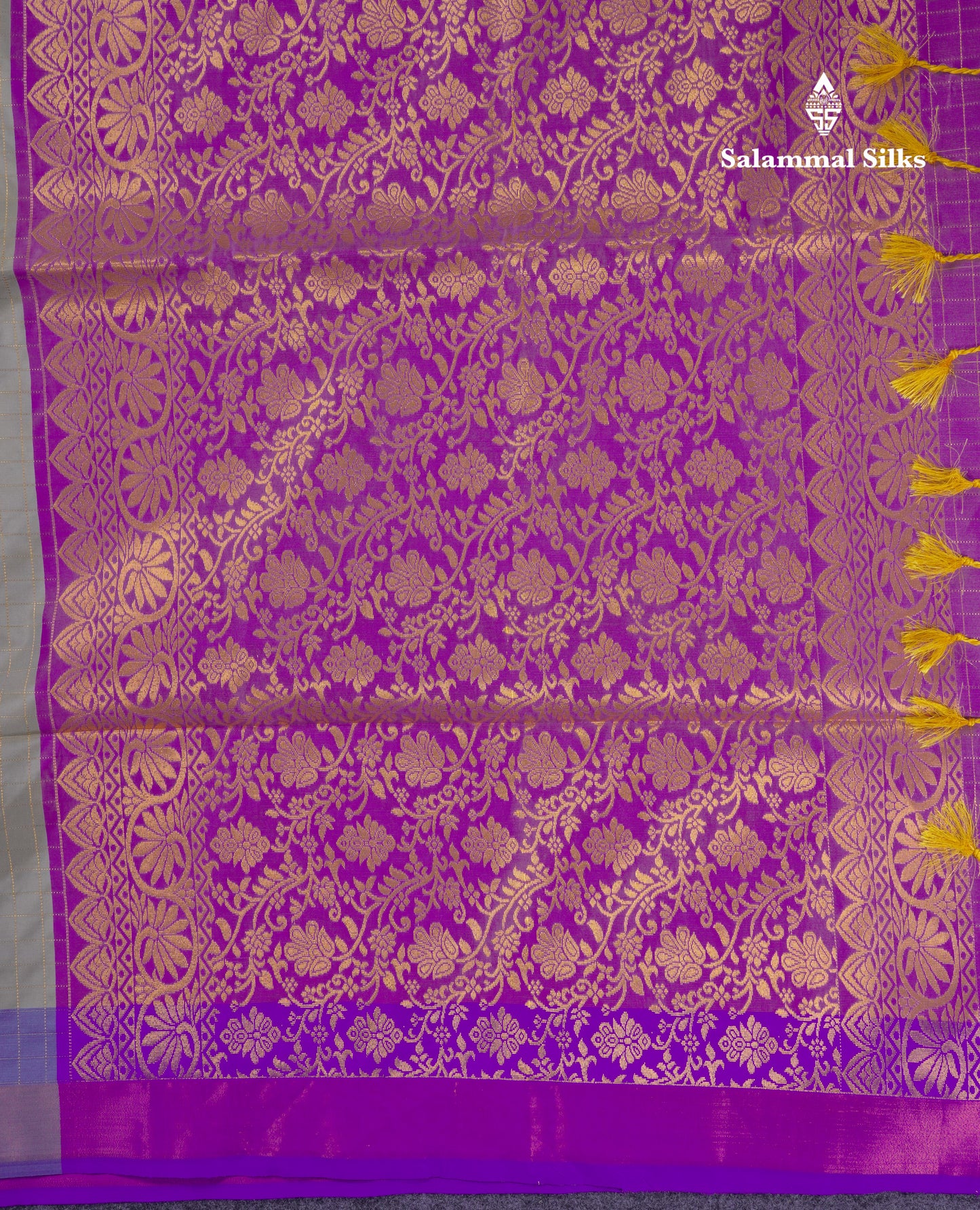 Beautiful Light Rexona Green Zari Checks With Butta Soft Silk Mix Saree With Contrast Dark Purple Blouse