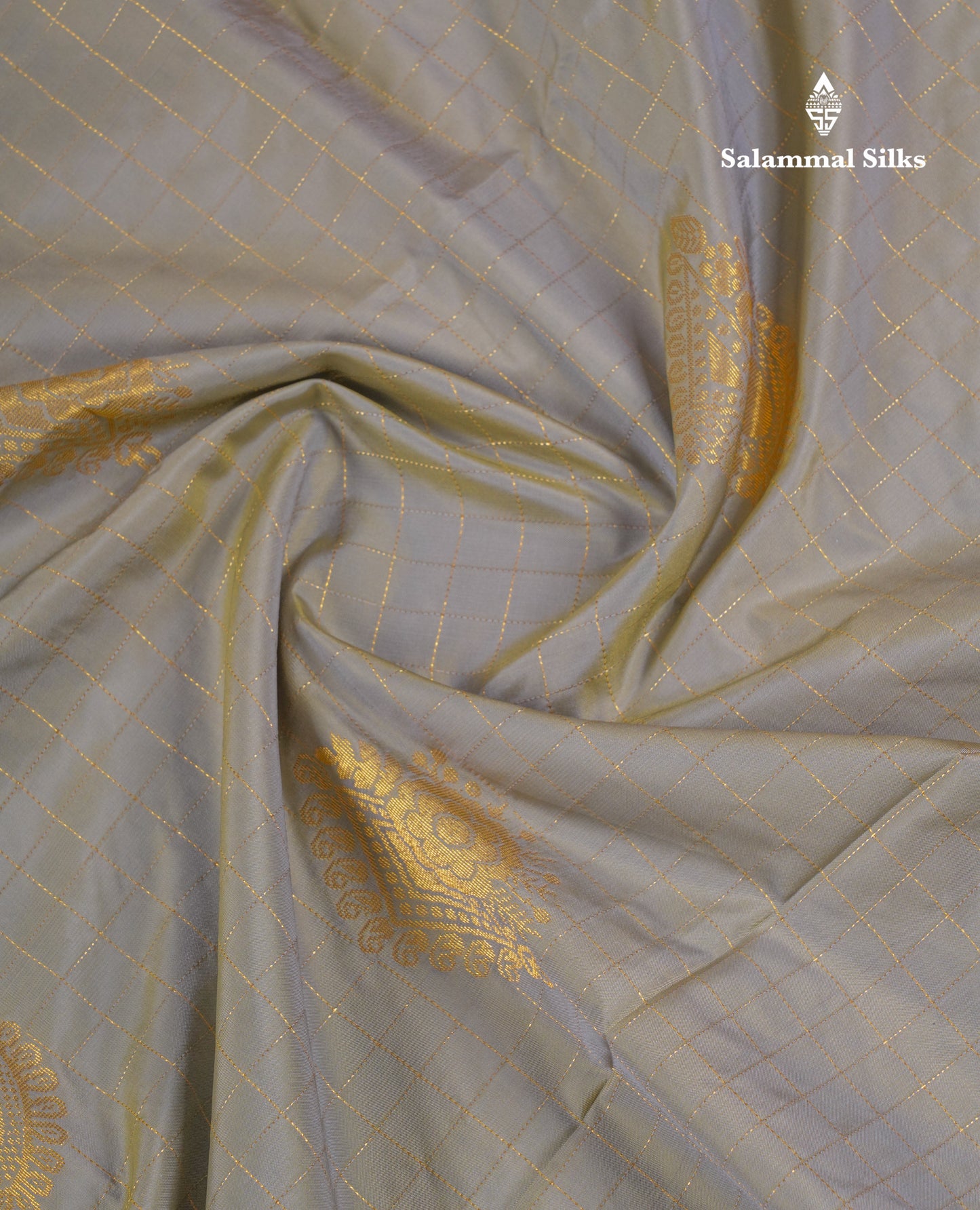 Beautiful Light Rexona Green Zari Checks With Butta Soft Silk Mix Saree With Contrast Dark Purple Blouse