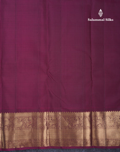 Brown Zari Checks Pure Kanjivaram Silk Saree With Contrast Magenta Traditional Border