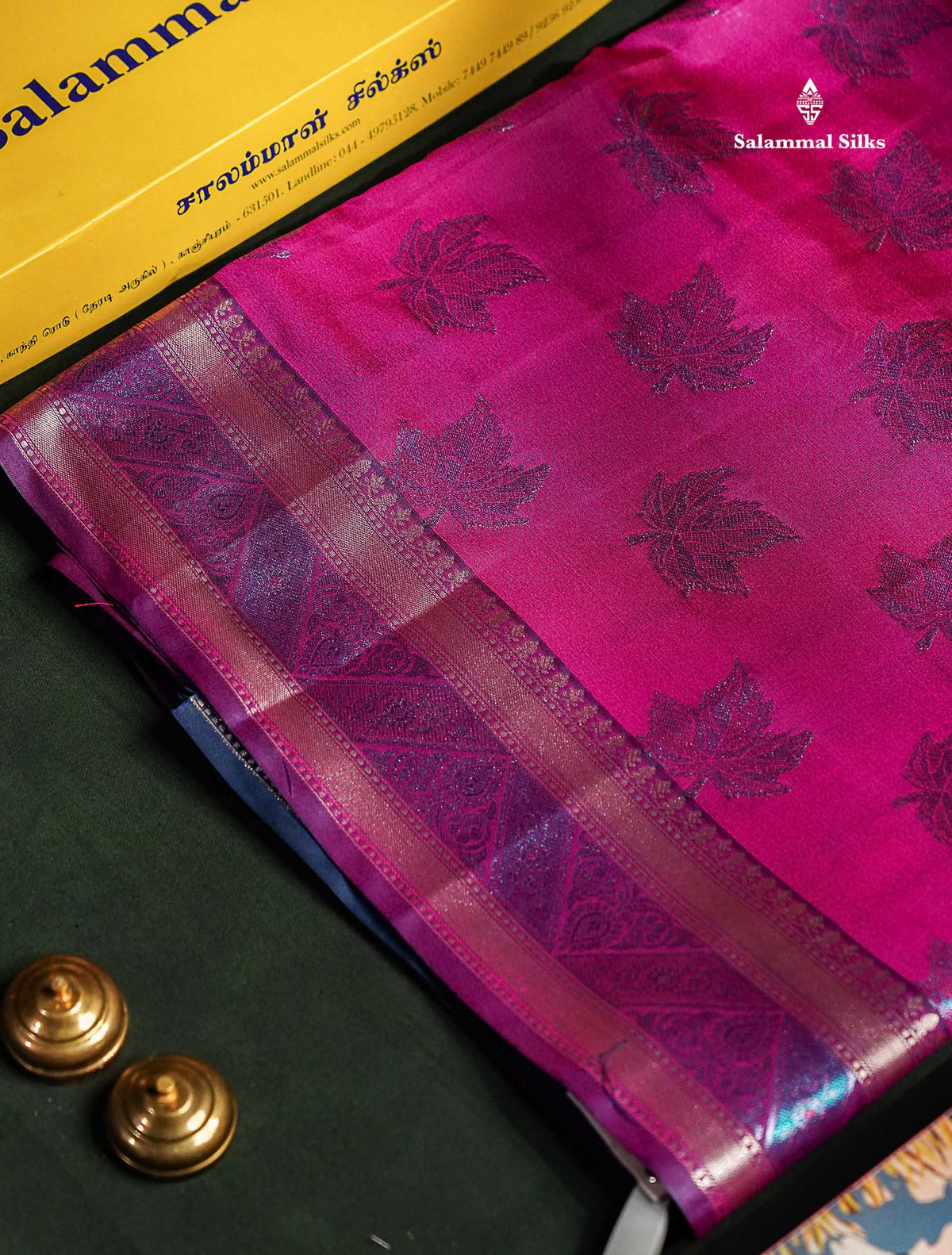 Dual Tone Pink Semi Raw Silk Saree With Contrast Navy Blue Blouse