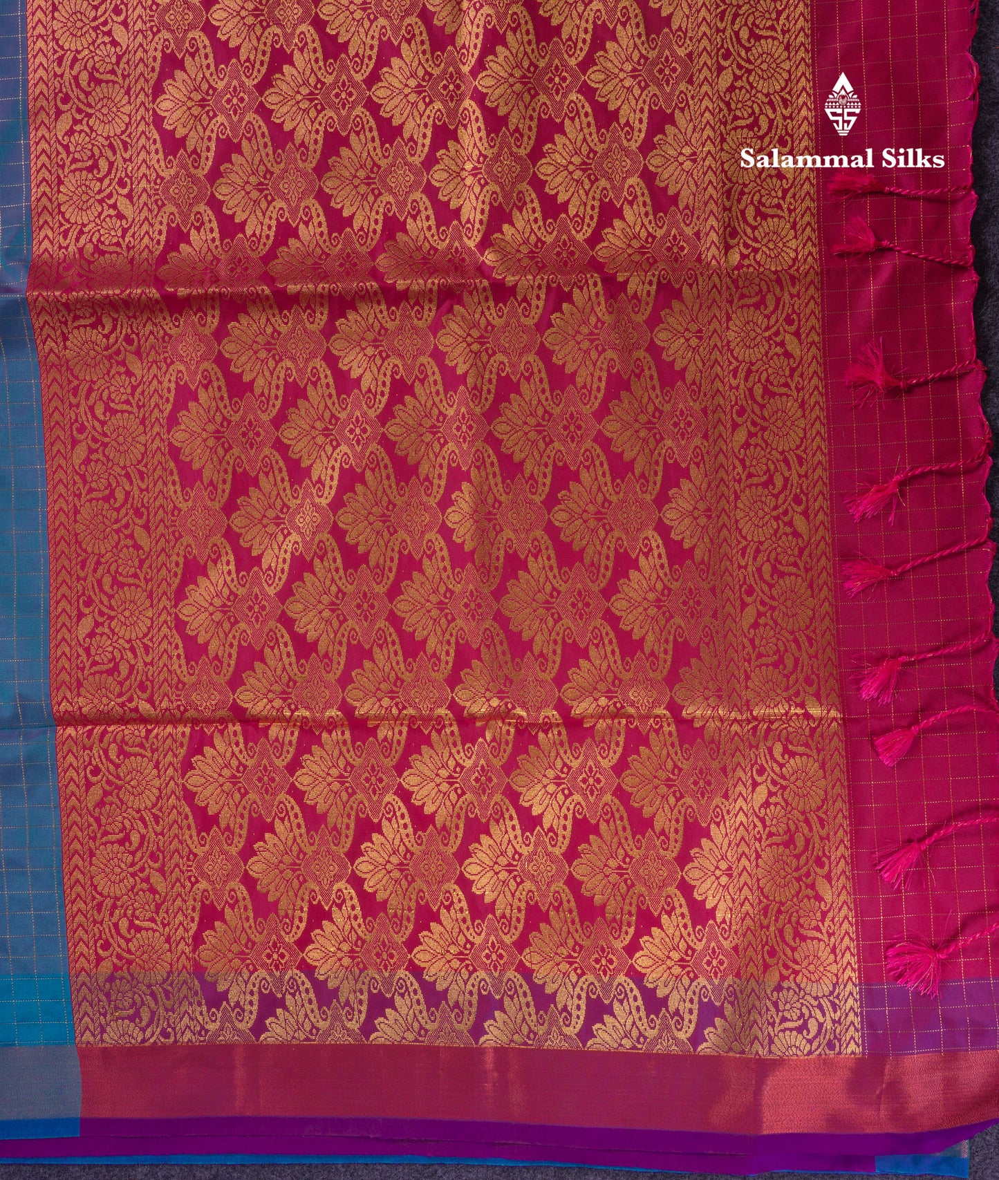 Beautiful Light Rexona Green Zari Checks With Butta Soft Silk Mix Saree With Contrast Dark Purple Blouse