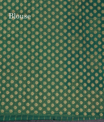 Bottle Green Meena Work Beautiful Malbari Linen Fancy Saree With Blouse