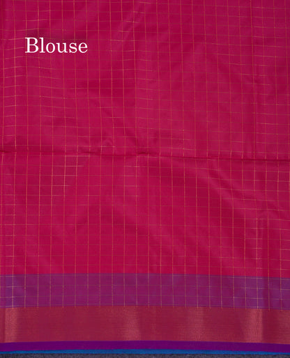 Beautiful Light Rexona Green Zari Checks With Butta Soft Silk Mix Saree With Contrast Dark Purple Blouse