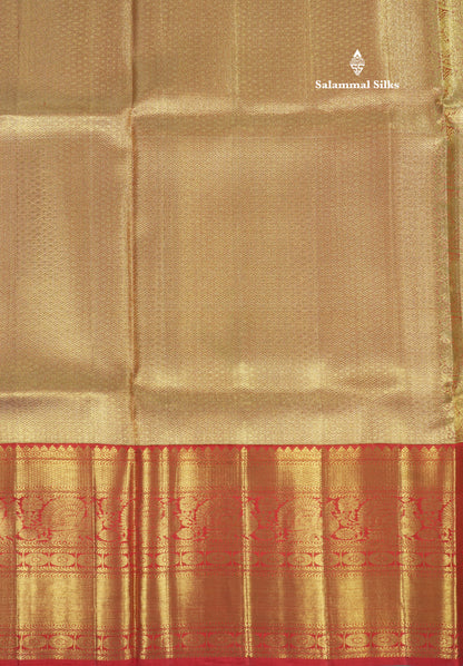 Beautiful Light Lavender Pure Kanjivaram Silk Saree (2G) Zari With Contrast Red Border