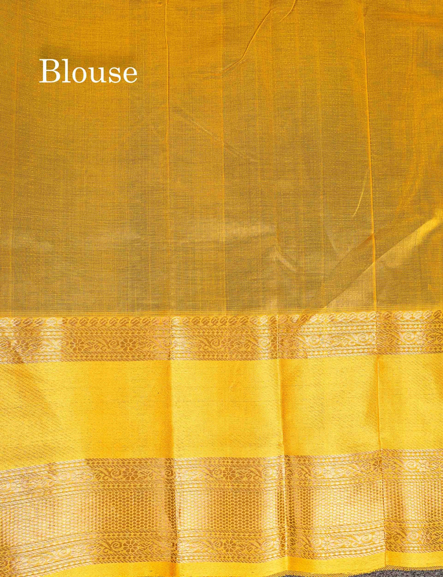 Pure Silk Cotton Saree - Dual Tone Navy Blue Small Checks With Butta Along With Contrast Yellow Traditional Evening Morning Border