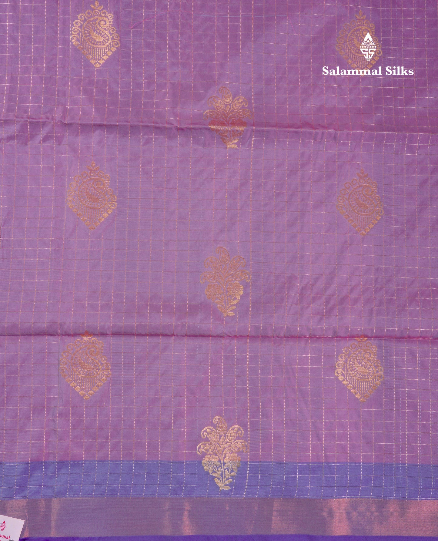 Beautiful Light Rexona Green Zari Checks With Butta Soft Silk Mix Saree With Contrast Dark Purple Blouse