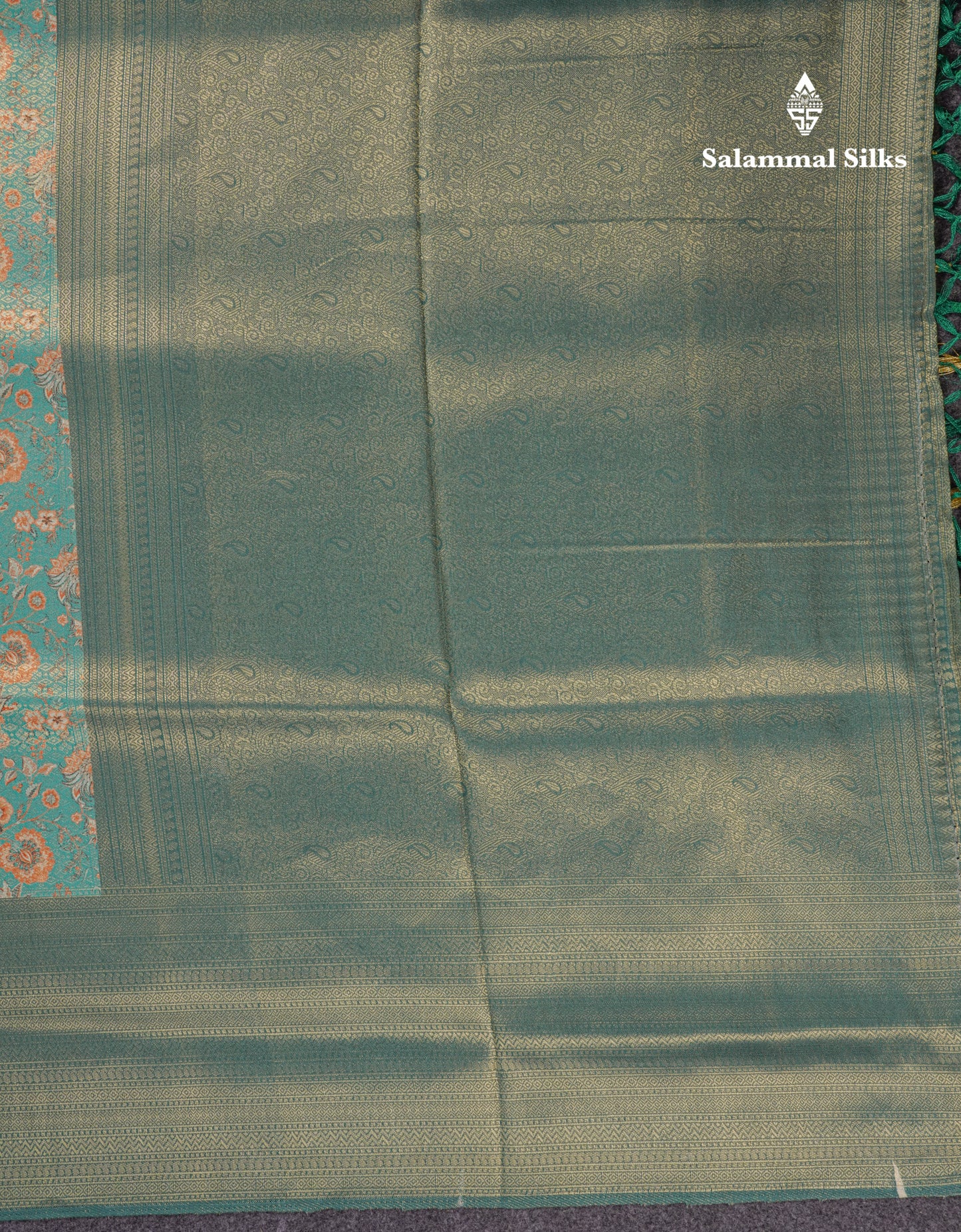 Saffire Green Tissue Fancy Semi Soft Silk Saree With Long Border