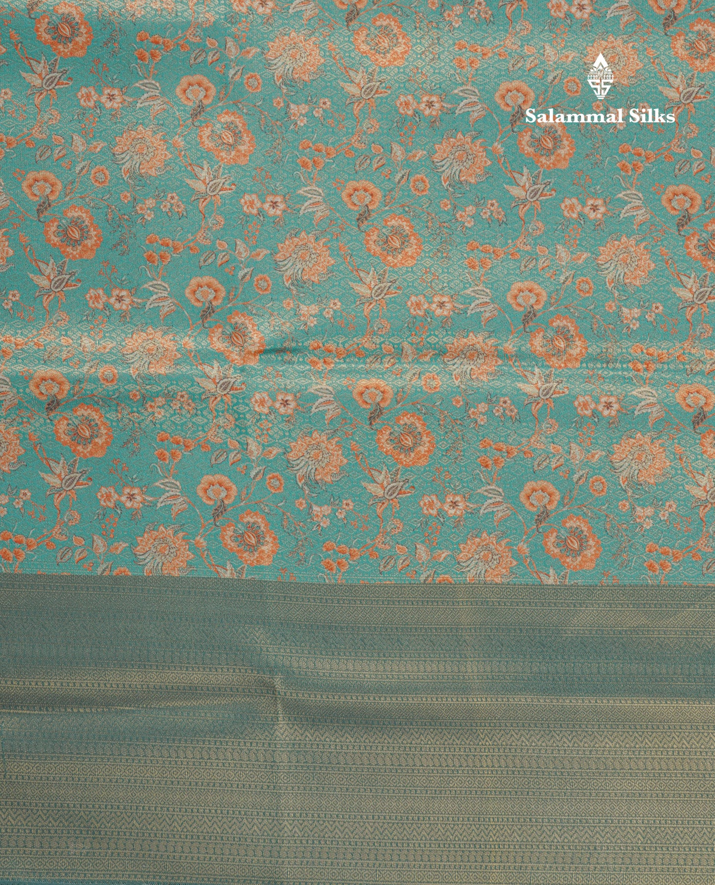 Saffire Green Tissue Fancy Semi Soft Silk Saree With Long Border