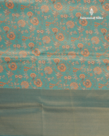 Saffire Green Tissue Fancy Semi Soft Silk Saree With Long Border