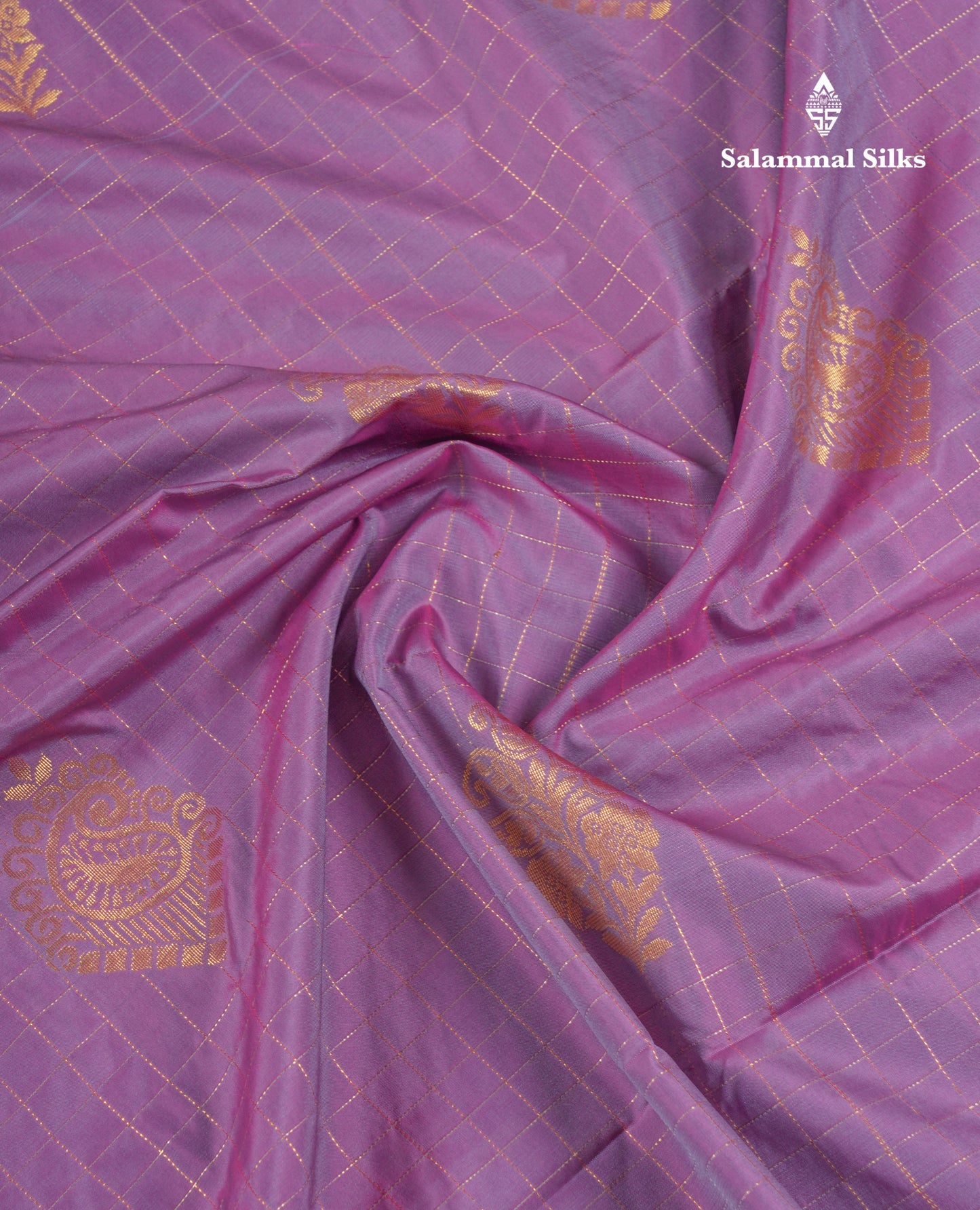 Beautiful Light Rexona Green Zari Checks With Butta Soft Silk Mix Saree With Contrast Dark Purple Blouse