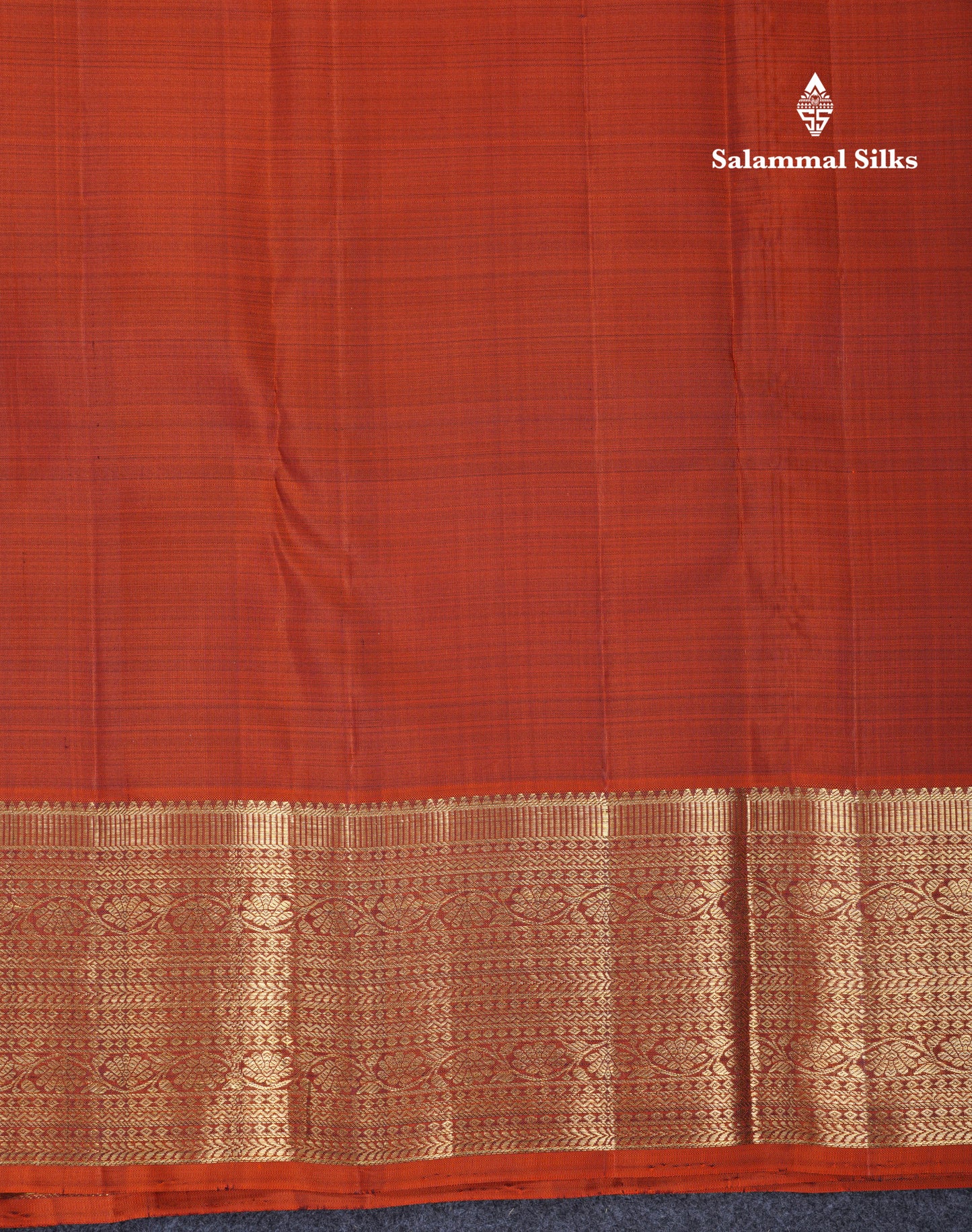 Dark Brown Pure Kanjivaram Silk Saree With Contrast Rust Orange Traditional Border