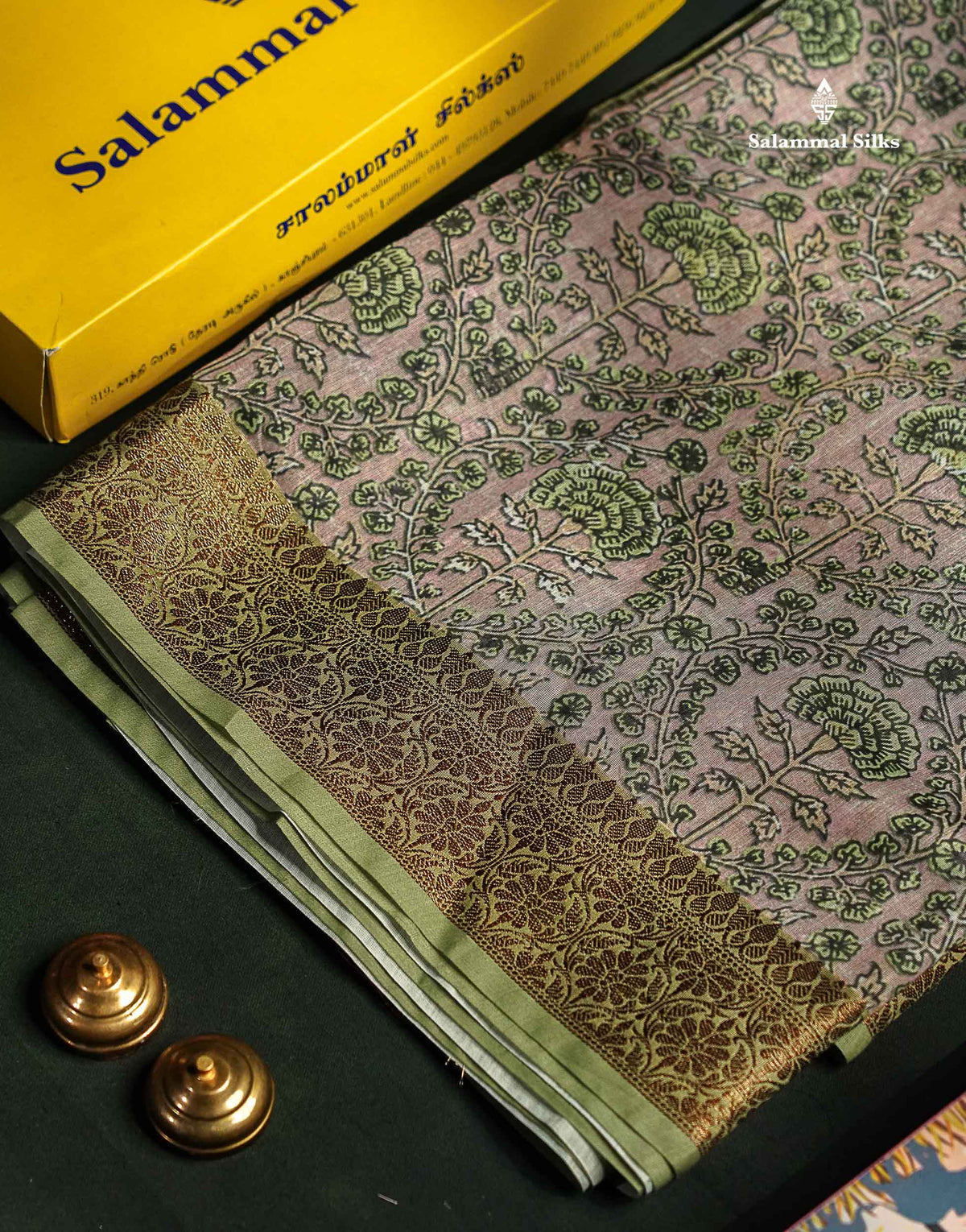 Light Maroon Colour Chanderi Mixed Cotton Saree With Contrast Elaichi Green Border