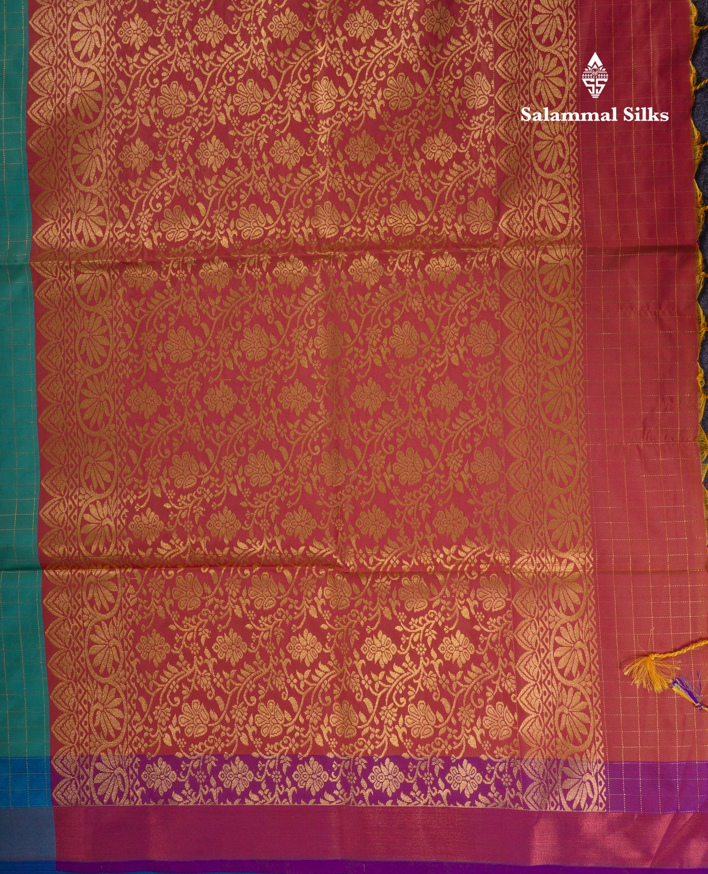 Beautiful Light Rexona Green Zari Checks With Butta Soft Silk Mix Saree With Contrast Dark Purple Blouse