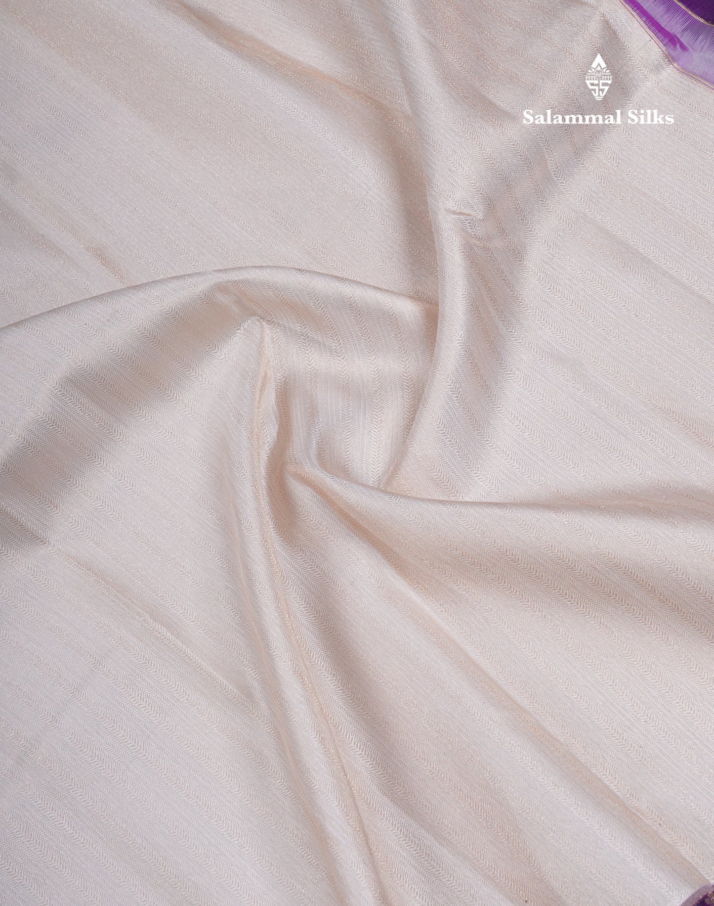 Cream White Fancy Bridal Pure Kanjivaram Silk Saree With Contrast Dark Purple Traditional Border