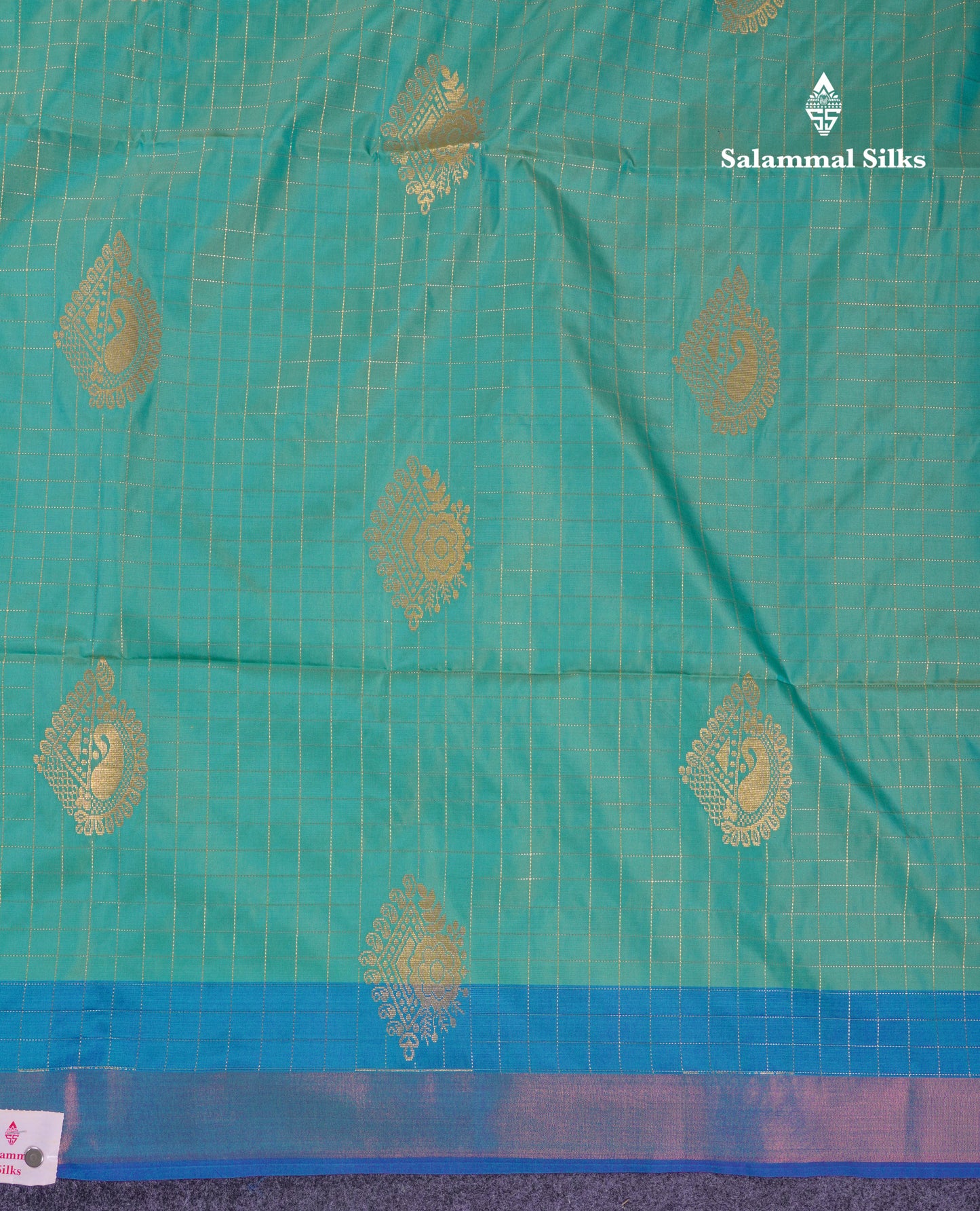 Beautiful Light Rexona Green Zari Checks With Butta Soft Silk Mix Saree With Contrast Dark Purple Blouse