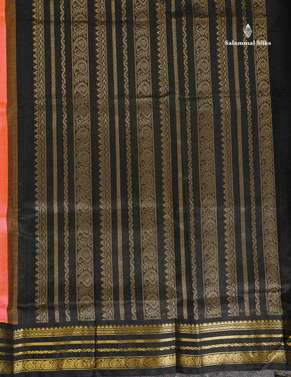 Pure Silk Cotton Saree - Multicolour Along With Contrast Black Border