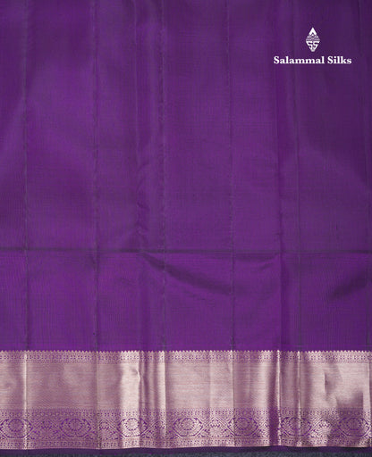 Cream White Fancy Bridal Pure Kanjivaram Silk Saree With Contrast Dark Purple Traditional Border