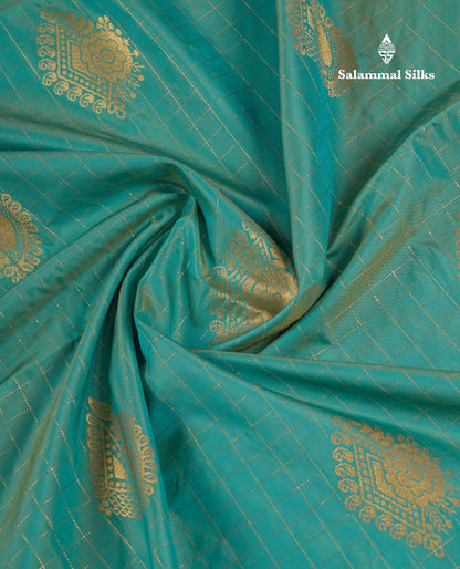 Beautiful Light Rexona Green Zari Checks With Butta Soft Silk Mix Saree With Contrast Dark Purple Blouse