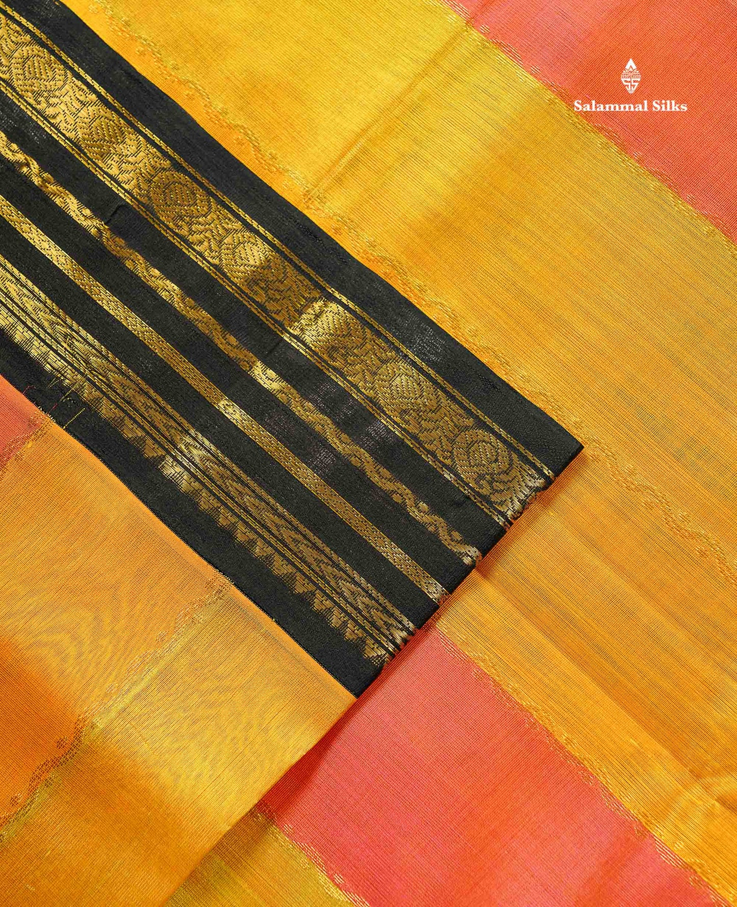 Pure Silk Cotton Saree - Multicolour Along With Contrast Black Border