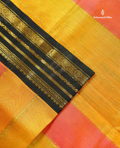 Pure Silk Cotton Saree - Multicolour Along With Contrast Black Border