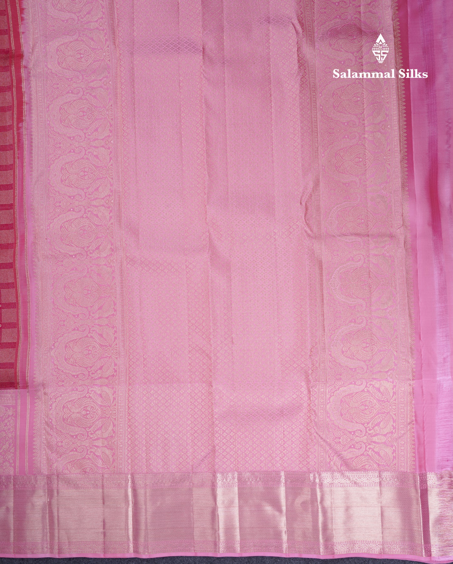 Beautiful Reddish Pink Fancy Bridal Pure Kanjivaram Silk Saree With Contrast Light Pink Border