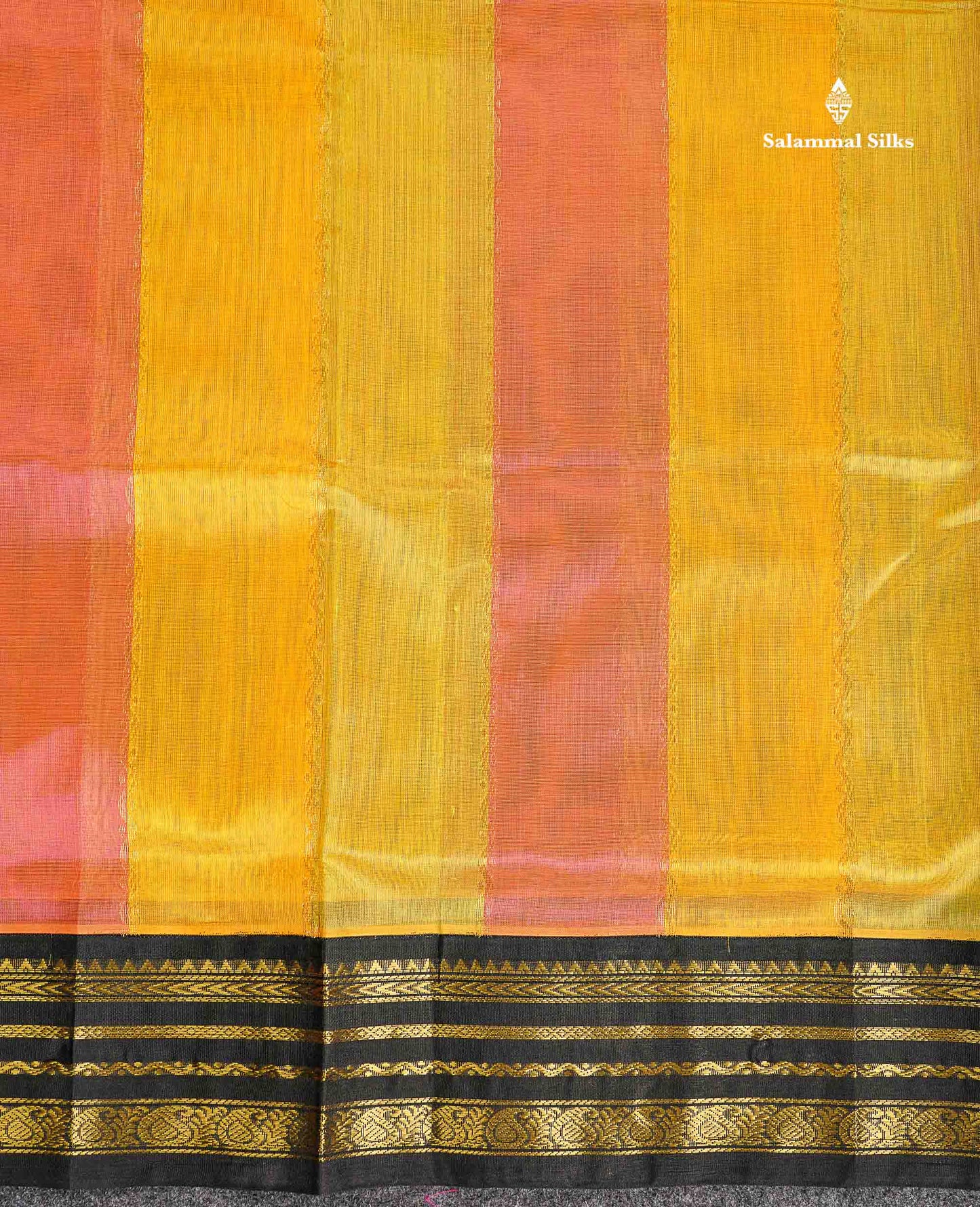 Pure Silk Cotton Saree - Multicolour Along With Contrast Black Border
