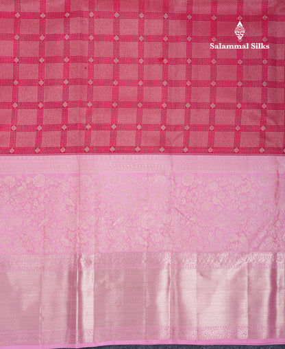 Beautiful Reddish Pink Fancy Bridal Pure Kanjivaram Silk Saree With Contrast Light Pink Border