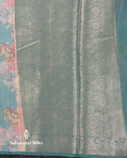 Beautiful Multicolour Kota Cotton Mix Fancy Saree With Contrast Pastel Violet Butta Blouse
