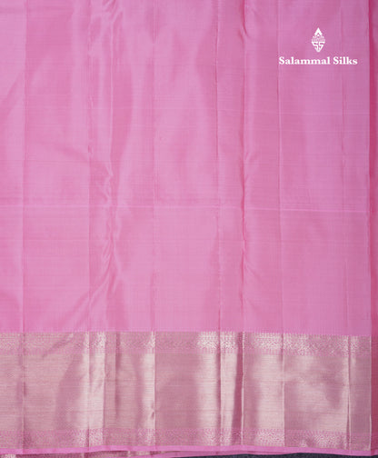 Beautiful Reddish Pink Fancy Bridal Pure Kanjivaram Silk Saree With Contrast Light Pink Border