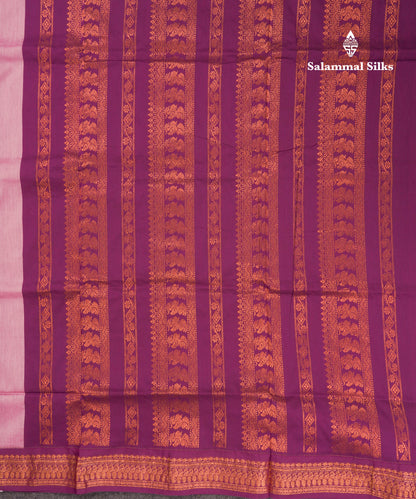 Light Pink Kalyani Cotton Saree With Contrast Magenta Border