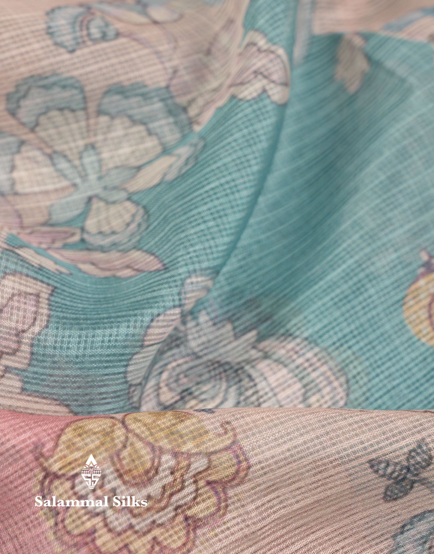Beautiful Multicolour Kota Cotton Mix Fancy Saree With Contrast Pastel Violet Butta Blouse