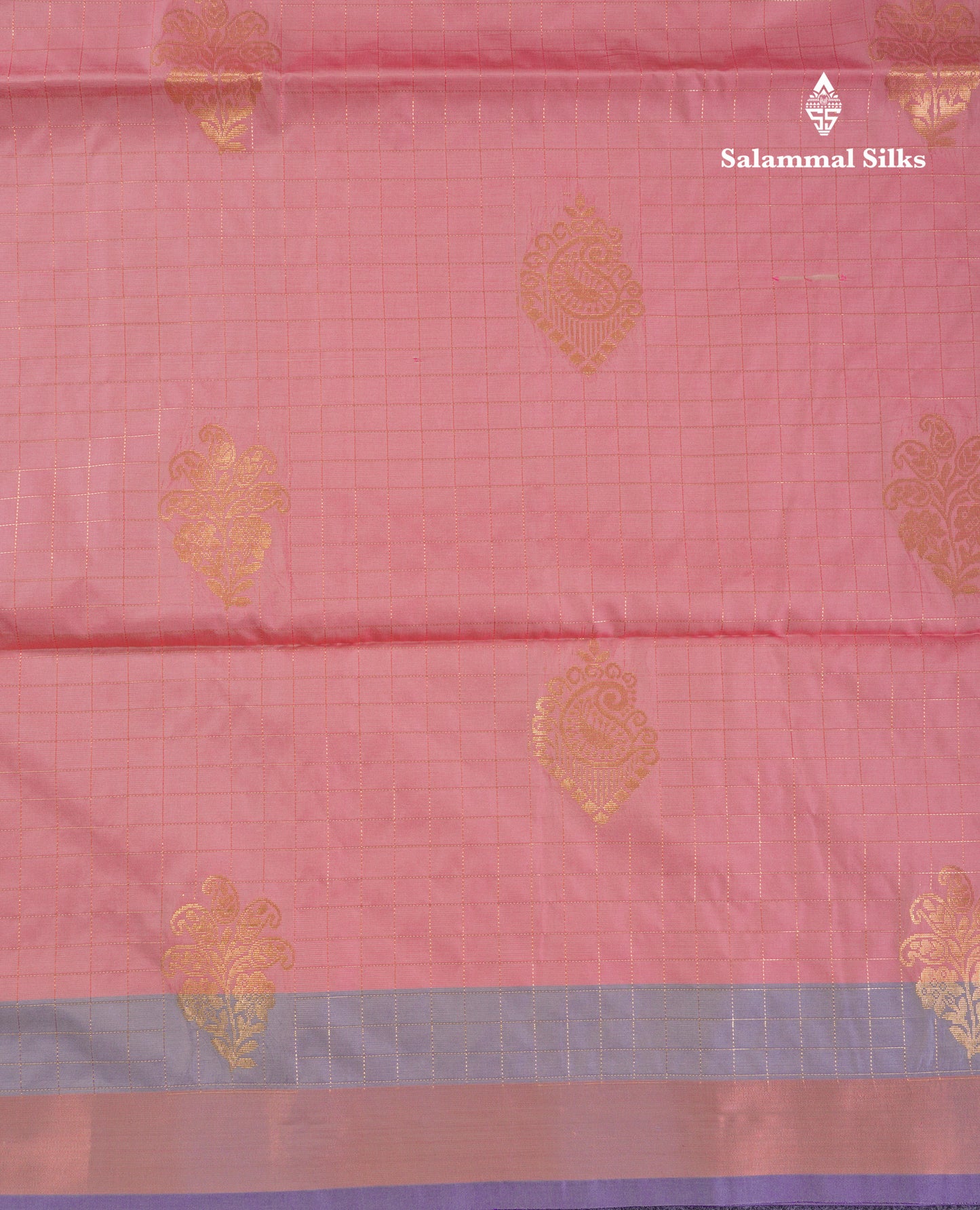 Beautiful Light Rexona Green Zari Checks With Butta Soft Silk Mix Saree With Contrast Dark Purple Blouse