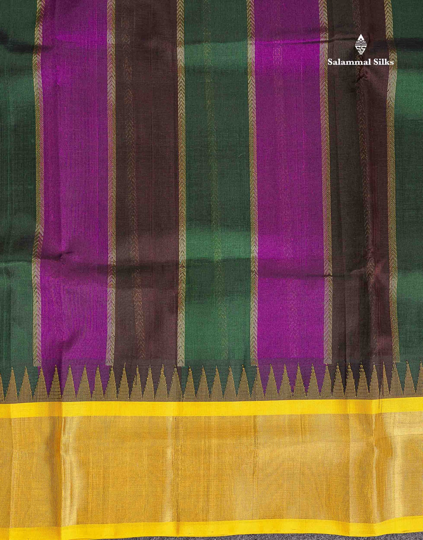 Pure Silk Cotton Saree - Multicolour Along With Contrast Yellow Border