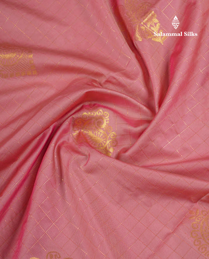 Beautiful Light Rexona Green Zari Checks With Butta Soft Silk Mix Saree With Contrast Dark Purple Blouse