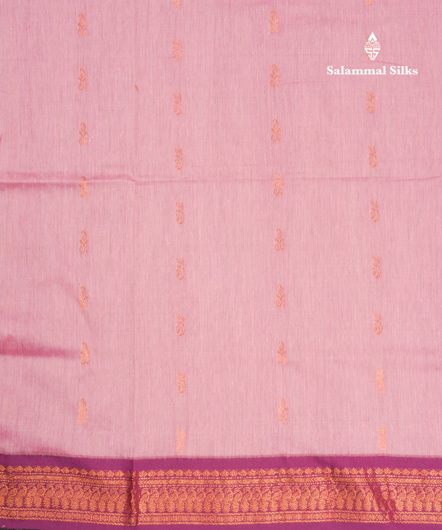 Light Pink Kalyani Cotton Saree With Contrast Magenta Border