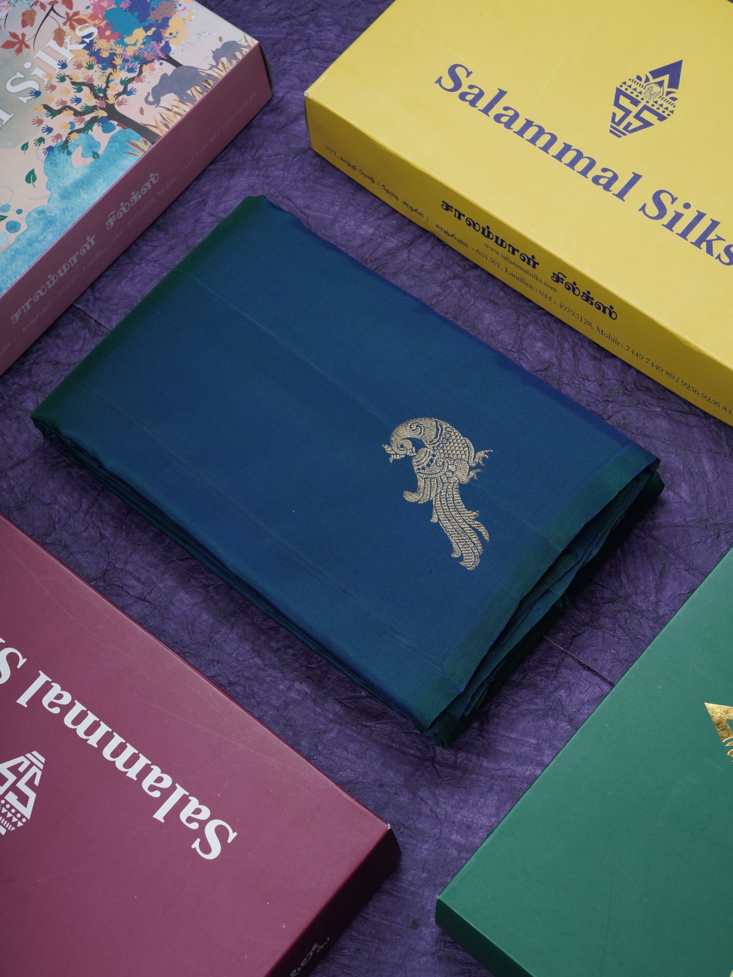 Peacock Blue Beautiful Pure Kanjivaram Silk Saree With Grand Pallu