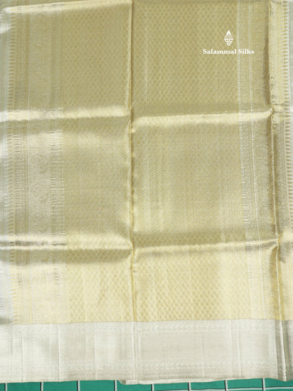 Beautiful Silver Pure Kanjivaram Silk Saree (2G) Zari With Self Border