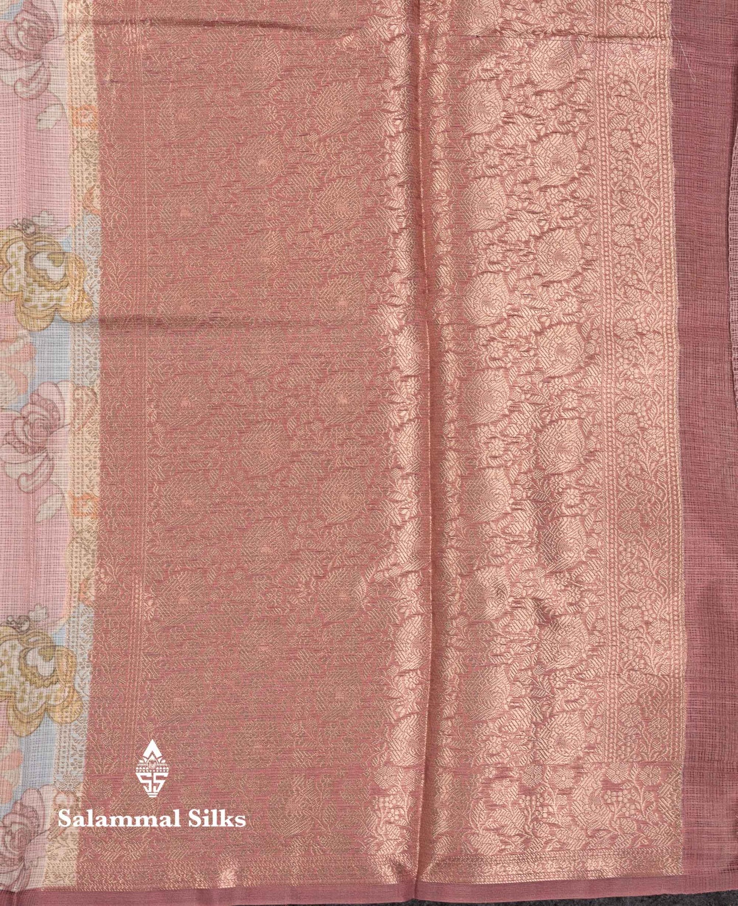 Beautiful Multicolour Kota Cotton Mix Fancy Saree With Contrast Pastel Violet Butta Blouse