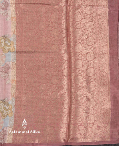 Beautiful Multicolour Kota Cotton Mix Fancy Saree With Contrast Pastel Violet Butta Blouse